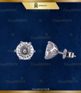Khuyên tai Bạc S925 Nụ Đính Mois Portuguese Cut 161 Giác Cắt Thanh Lịch BTM011