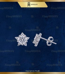 Khuyên tai Bạc S925 Ngôi Sao Đính Mois Hạt Chủ 0.5 Carat Unisex Cá Tính BTM012