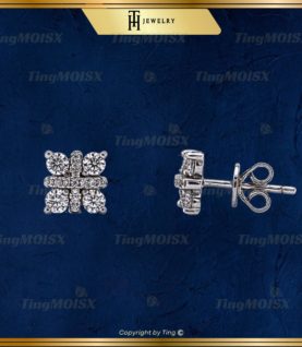 Khuyên tai Bạc S925 Flower Cross Đính Full Mois Round Thanh Lịch BTM08