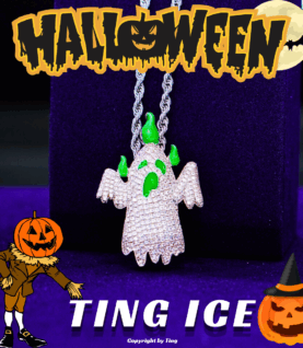( Lễ Hội Halloween ) Mặt dây chuyền Devil đính full phong cách HipHop