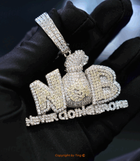 Mặt dây chuyền '' Never Doing Broke '' đính full phong cách HipHop