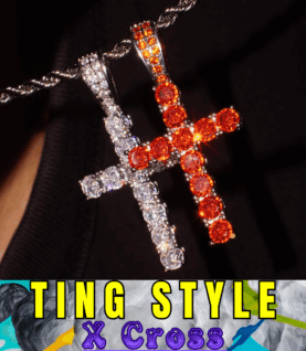 Dây chuyền thánh giá Cubic Zirconia trắng vs đỏ thời trang phong cách