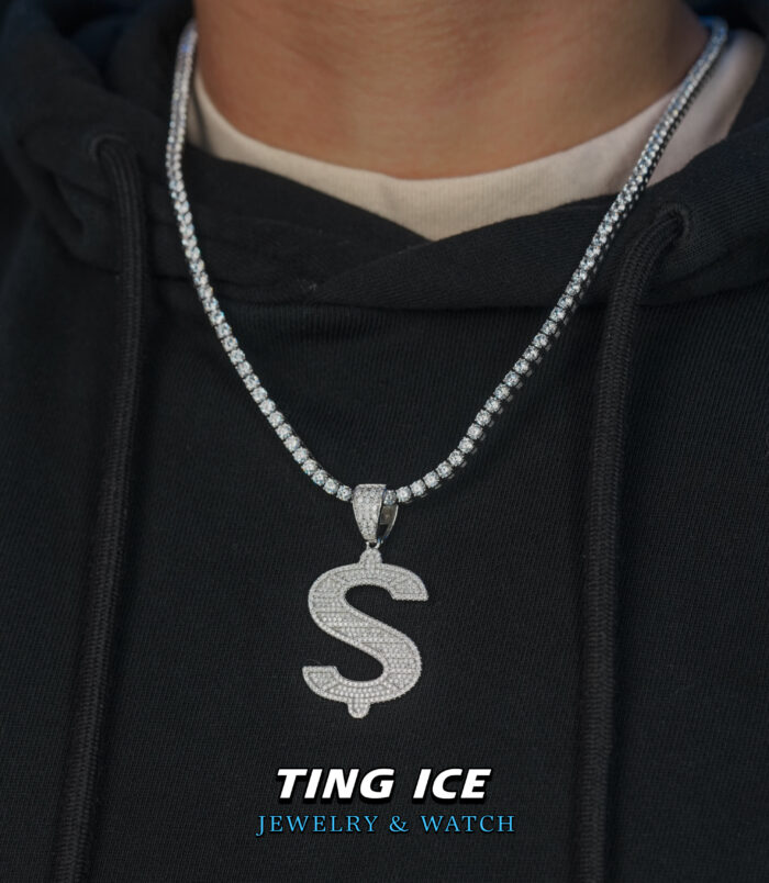 Mặt dây chuyền Dollar $ Bạc S925 Full Moissanite
