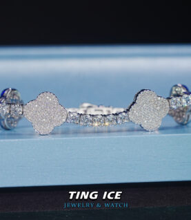 Lắc tay Tennis Charm Hoa 4 lá Bạc s925 Full Cz 5A