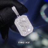 Mặt dây chuyền chữ nhật $ Bạc S925 Full Moissanite
