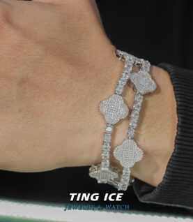 Lắc tay Tennis Charm Hoa 4 lá Bạc s925 Full Cz 5A