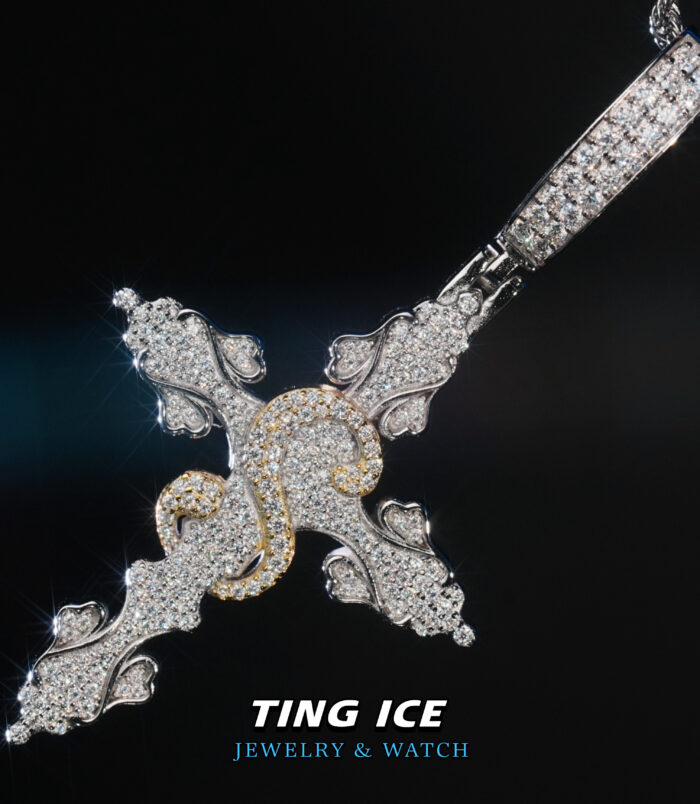 Mặt dây chuyền Cross S Gothic Bạc S925 Full Moissanite