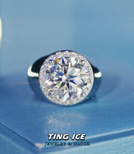 Nhẫn nam ngón út bạc S925 hột chủ 10 ly Full Moissanite