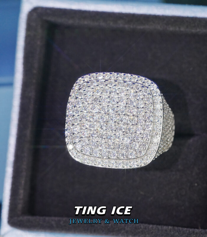 Nhẫn Nam vuông BigSize Bạc S925 Full Moissanite