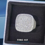 Nhẫn Nam vuông BigSize Bạc S925 Full Moissanite