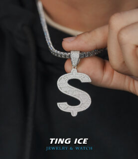 Mặt dây chuyền Dollar $ Bạc S925 Full Moissanite