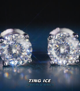 Bông tai nụ bạc S925 đính đá 161 Giác Cắt Moissanite 6.5mm