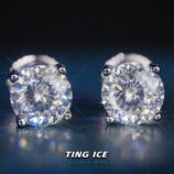 Bông tai nụ bạc S925 đính đá 161 Giác Cắt Moissanite 6.5mm