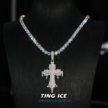 Mặt dây chuyền Cross nước chảy Bạc S925 Full Moissanite