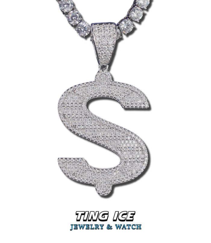 Mặt dây chuyền Dollar $ Bạc S925 Full Moissanite
