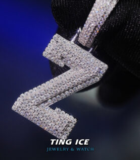 Mặt dây chuyền chữ cái nổi khối Bạc S925 Full Moissanite