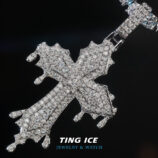 Mặt dây chuyền Cross nước chảy Bạc S925 Full Moissanite
