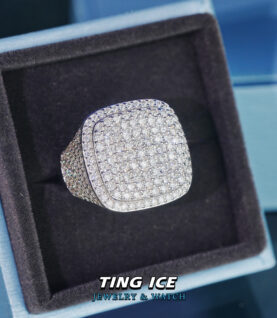 Nhẫn Nam vuông BigSize Bạc S925 Full Moissanite