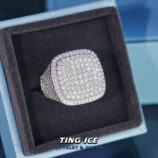 Nhẫn Nam vuông BigSize Bạc S925 Full Moissanite
