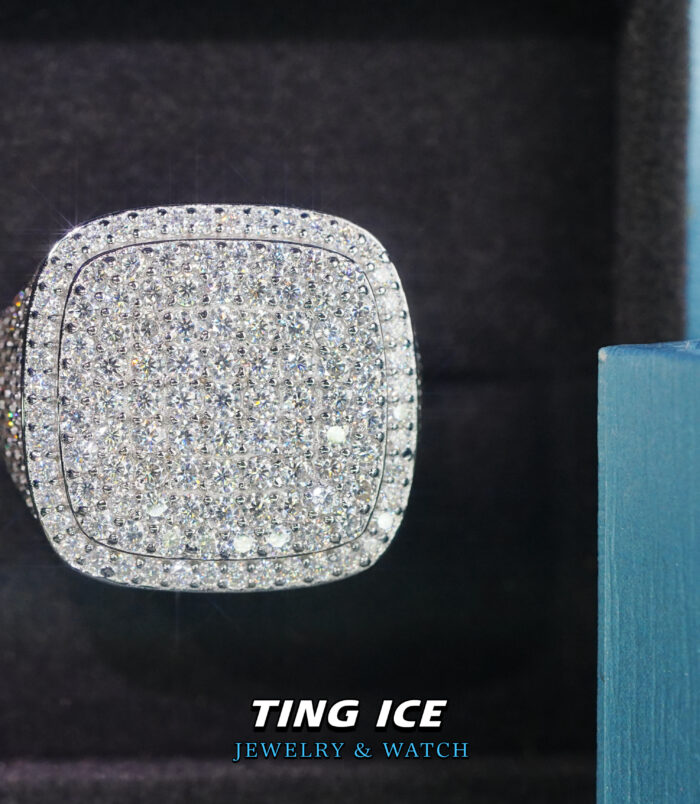 Nhẫn Nam vuông BigSize Bạc S925 Full Moissanite