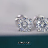 Bông tai nụ bạc S925 đính đá 161 Giác Cắt Moissanite 6.5mm