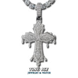 Mặt dây chuyền Cross nước chảy Bạc S925 Full Moissanite