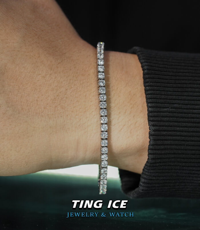 Lắc tay Tennis 3 ly Bạc S925 Full Moissanite