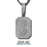 Mặt dây chuyền chữ nhật $ Bạc S925 Full Moissanite