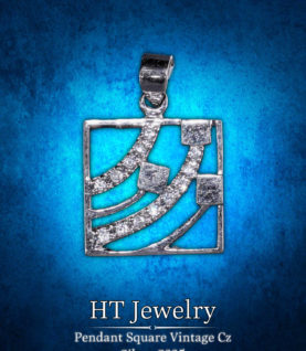 Mặt Dây Chuyền Pendant Square Vintage Cz Silver s925