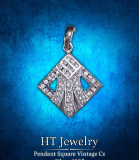 Mặt Dây Chuyền Pendant Square Vintage CZ Silver s925