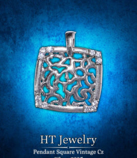 Mặt Dây Chuyền Pendant Square Vintage Cz Silver s925