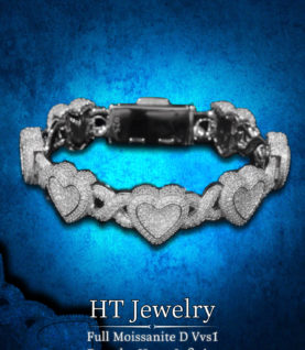 Vòng tay vô cực kết hợp icon Tim đính Full Moissanite Bạc S925