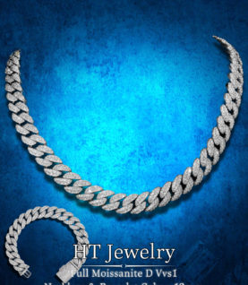Dây chuyền Cuban 12mm đính Full Moissanite Bạc S925