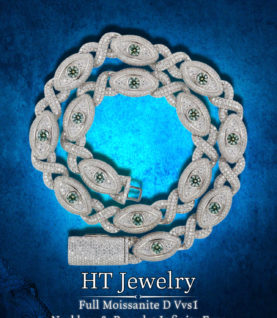 Dây chuyền Vô Cực Kết Hợp Horus Green Full Moissanite Bạc S925