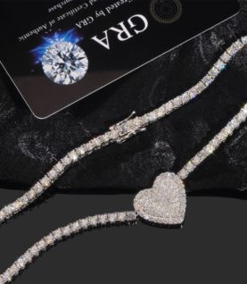 Dây chuyền Tennis kết hợp trái tim và bông hoa đính Full Moissanite Bạc s925