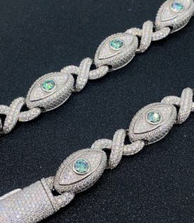 Dây chuyền Vô Cực Kết Hợp Horus Green Full Moissanite Bạc S925