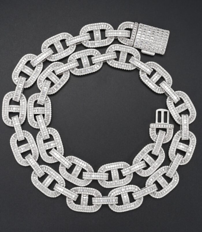 Dây chuyền GZ Link 15mm đính Full Moissanite Bạc S925