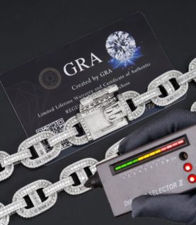 Dây chuyền GZ Link 15mm đính Full Moissanite Bạc S925