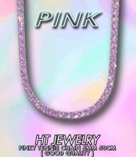 Dây chuyền Tennis PINK đính Full CZ 5A+ Hồng cá tính