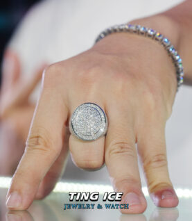 Nhẫn Nam thiết kế bản tròn mạnh mẽ Bạc S925 Full Moissanite