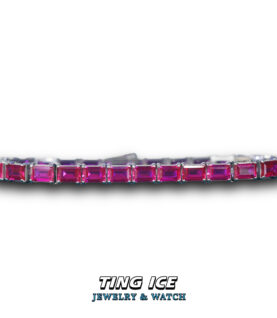 Lắc tay Tennis Baguette chữ nhật Full Ice Red Ruby