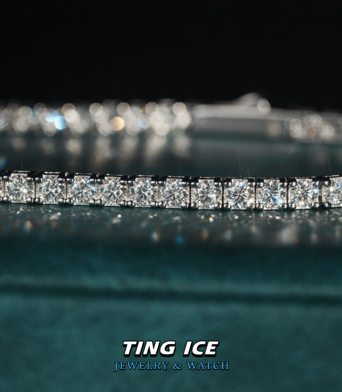 Lắc tay Tennis 3 ly Bạc S925 Full Moissanite