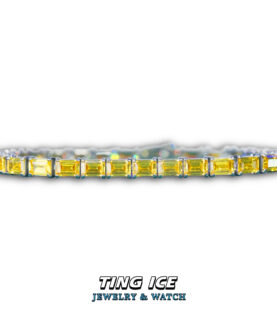 Lắc tay Tennis Baguette chữ nhật Full Ice Yellow mùa hè trên tay