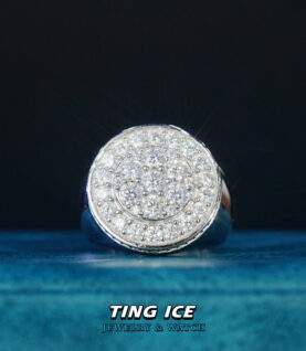 Nhẫn nam thiết kế tròn phong cách Bạc S925 Full ICE Moissanite