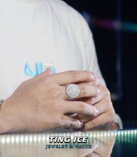 Nhẫn Nam thiết kế bản tròn mạnh mẽ Bạc S925 Full Moissanite