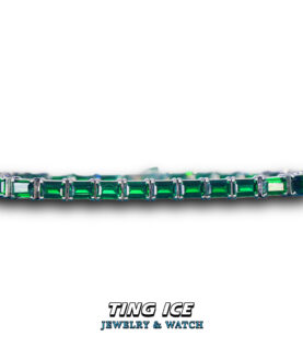 Lắc tay Tennis Baguette chữ nhật Full Ice Green