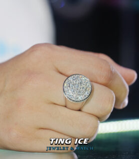 Nhẫn nam thiết kế tròn phong cách Bạc S925 Full ICE Moissanite