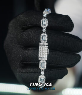 Lắc tay thiết kế 2025 mềm mại Bạc S925 Full Baguette Cz 5A