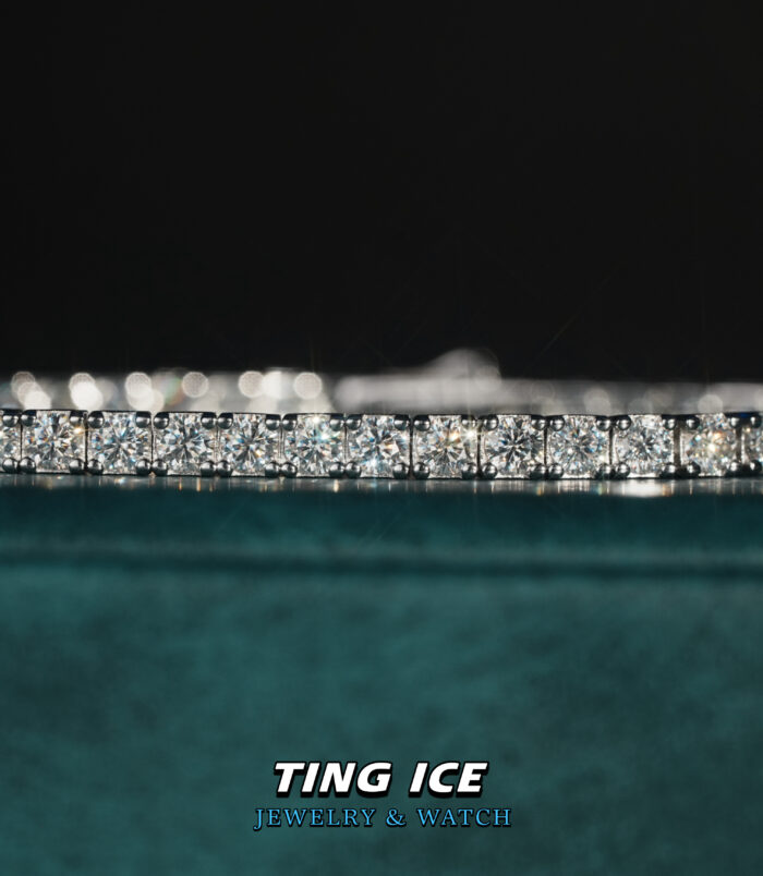 Lắc tay Tennis 3 ly Bạc S925 Full Moissanite