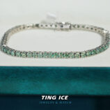 Lắc tay Tennis Green Color Bạc S925 Full Moissanite